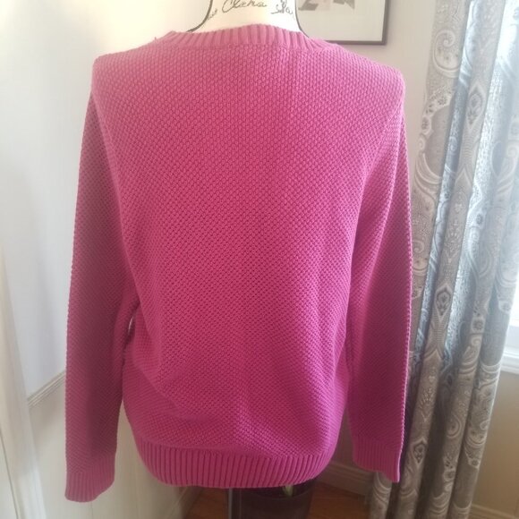 Appleseed Pink Knit Love Sleeve Crew Net Sweater Sz L - Picture 5 of 10